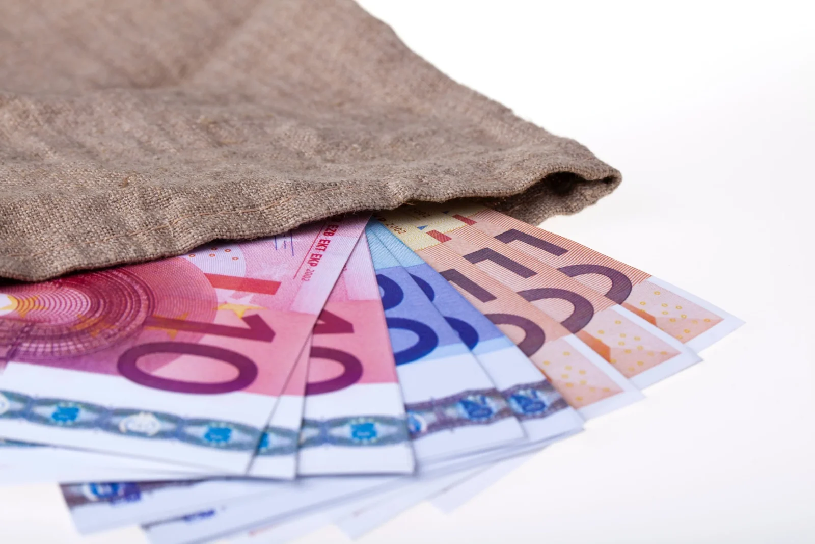 a sack full of euro banknotes