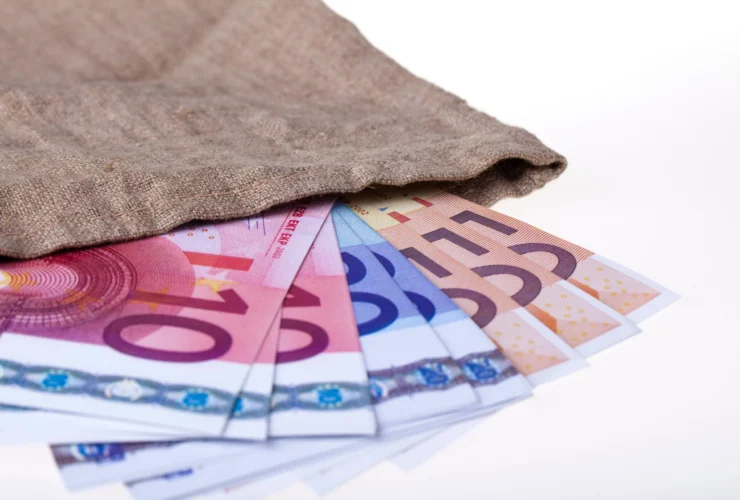 a sack full of euro banknotes
