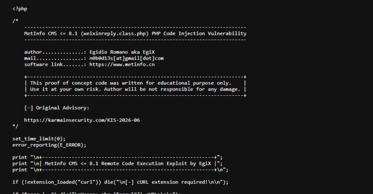 MetInfo CMS CVE-2026-29014 Exploited for Remote Code Execution Attacks